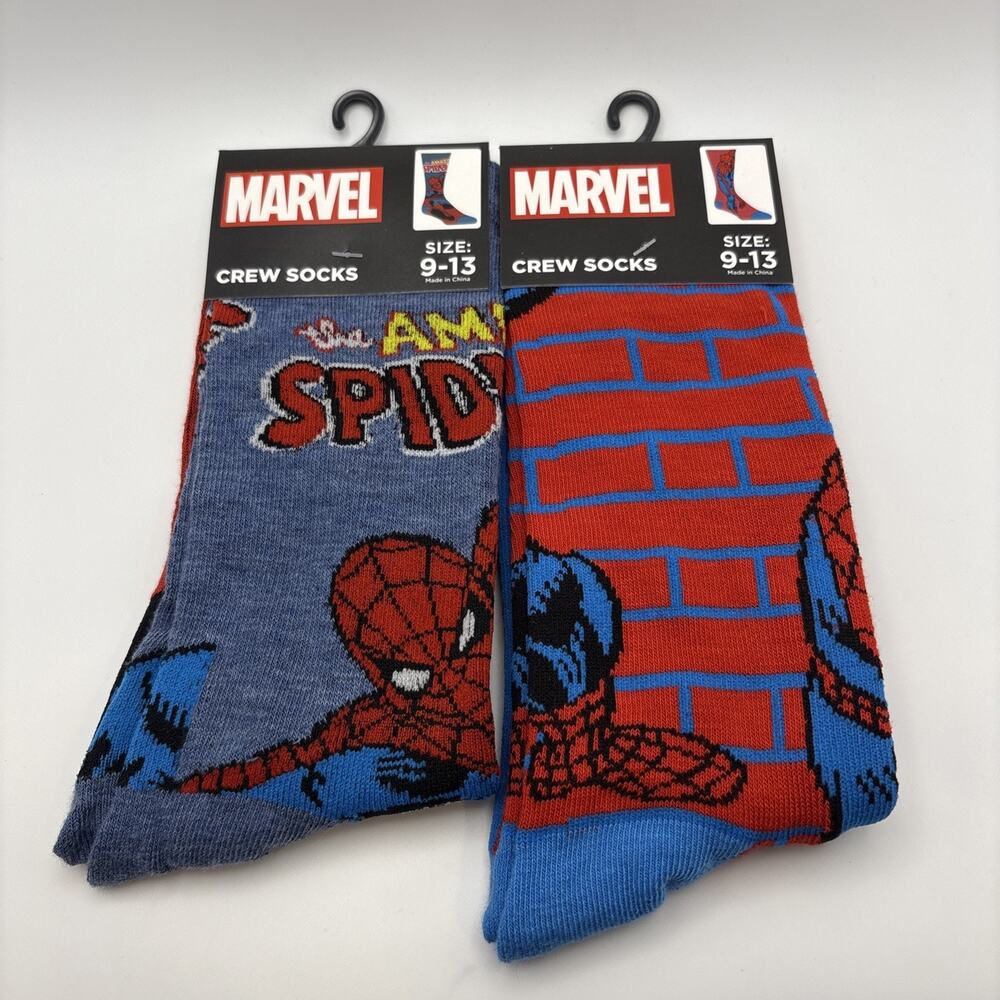 SPIDER-MAN - Marvel - Men's crew socks - size 9-13 - NWT 2 pair - Spiderman